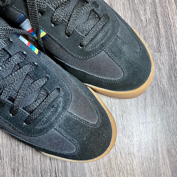 *Penguin | Black Suede  Canvas Multi Color Striped Sneakers Size 10 - Picture 8 of 16
